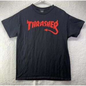 Thrasher Diablo Classic Black T-Shirt Skateboarding Mens Medium